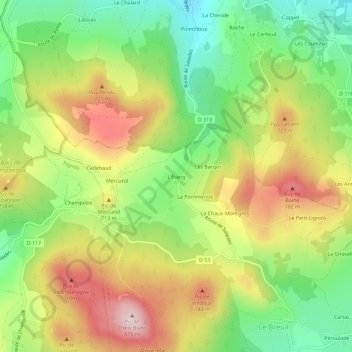 Mappa topografica L'Étang, altitudine, rilievo