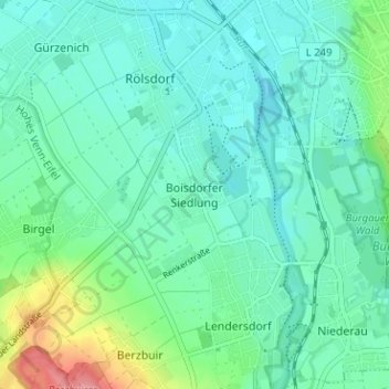 Mappa topografica Boisdorfer Siedlung, altitudine, rilievo