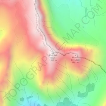 Mappa topografica Rockwall Peak, altitudine, rilievo