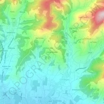 Mappa topografica Corsini Bianchi, altitudine, rilievo
