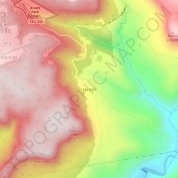 Mappa topografica São João, altitudine, rilievo