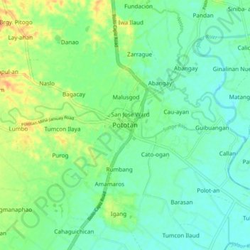 Mappa topografica Pototan, altitudine, rilievo