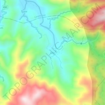 Mappa topografica Obi, altitudine, rilievo