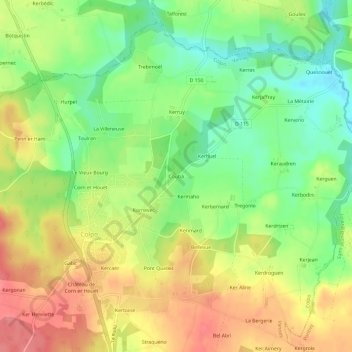 Mappa topografica Couba, altitudine, rilievo