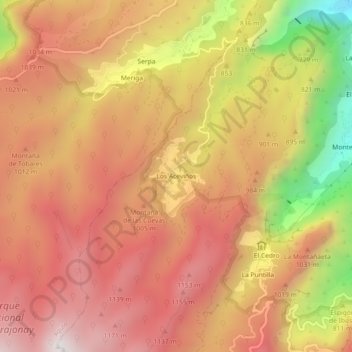 Mappa topografica Los Aceviños, altitudine, rilievo