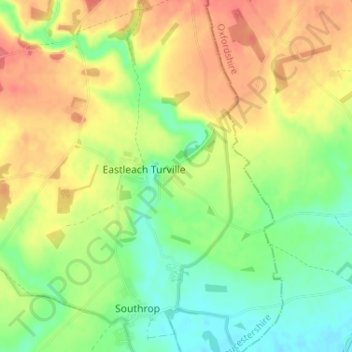 Mappa topografica Eastleach Martin, altitudine, rilievo