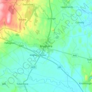 Mappa topografica Maghera, altitudine, rilievo