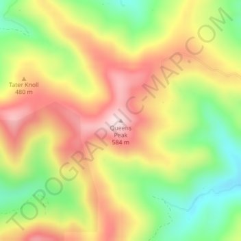 Mappa topografica Queens Peak, altitudine, rilievo