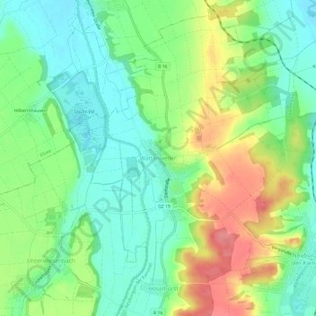 Mappa topografica Wattenweiler, altitudine, rilievo