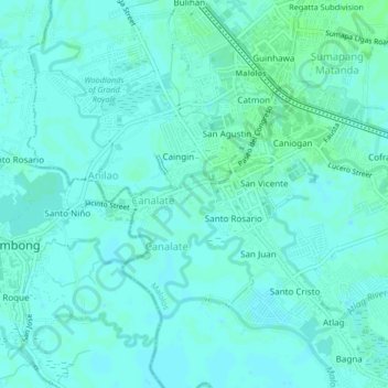 Mappa topografica Santiago, altitudine, rilievo