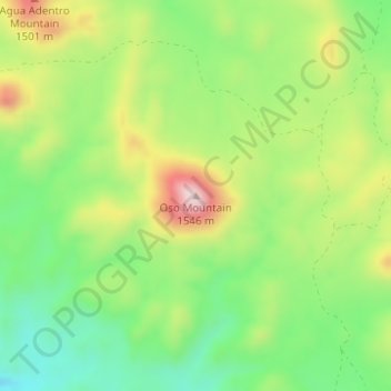Mappa topografica Oso Mountain, altitudine, rilievo