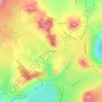 Mappa topografica Les Amargiers, altitudine, rilievo