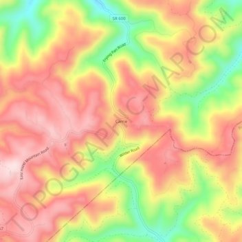Mappa topografica Carrie, altitudine, rilievo