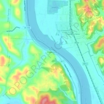 Mappa topografica Clipper Mills, altitudine, rilievo