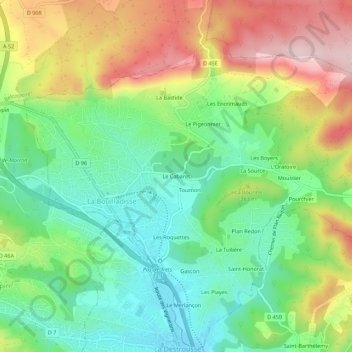 Mappa topografica Le Cabaret, altitudine, rilievo