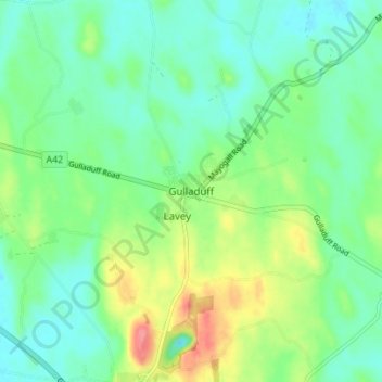 Mappa topografica Gulladuff, altitudine, rilievo