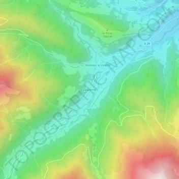 Mappa topografica Lesponne, altitudine, rilievo