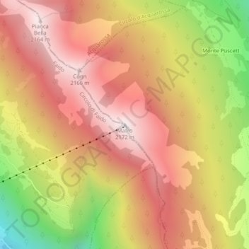 Mappa topografica Matro, altitudine, rilievo