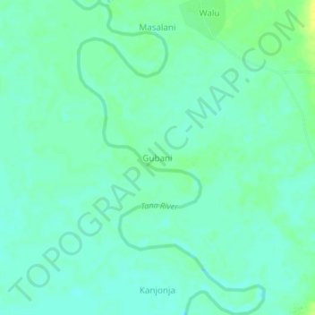 Mappa topografica Gubani, altitudine, rilievo