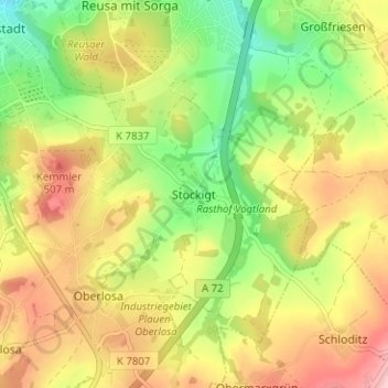 Mappa topografica Stöckigt, altitudine, rilievo