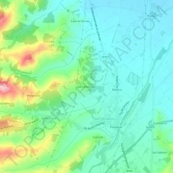 Mappa topografica Sant'Anastasio, altitudine, rilievo