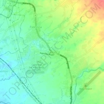Mappa topografica Cadlan, altitudine, rilievo