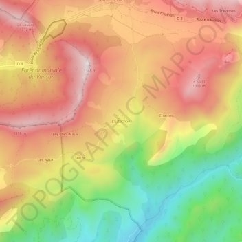Mappa topografica L'Estachon, altitudine, rilievo