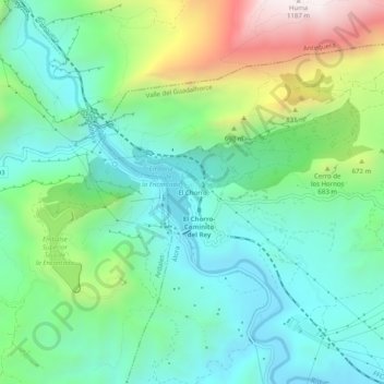 Mappa topografica El Chorro, altitudine, rilievo