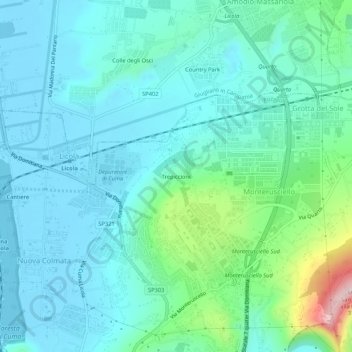 Mappa topografica Trepiccioni, altitudine, rilievo