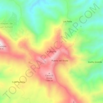 Mappa topografica El Ocotito, altitudine, rilievo