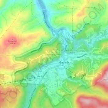 Mappa topografica Greystone Heights, altitudine, rilievo
