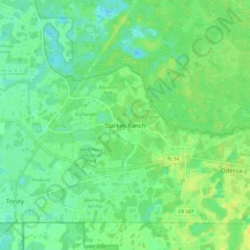 Mappa topografica Starkey Ranch, altitudine, rilievo