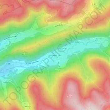 Mappa topografica Les Quatre Sous, altitudine, rilievo