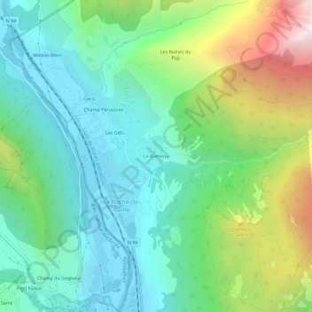 Mappa topografica Le Bathéou, altitudine, rilievo
