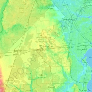 Mappa topografica Whitehouse, altitudine, rilievo