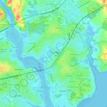 Mappa topografica Le Corpont, altitudine, rilievo