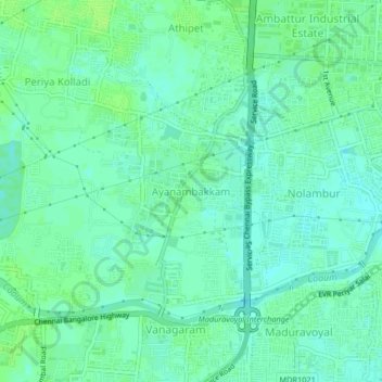 Mappa topografica Ayanambakkam, altitudine, rilievo