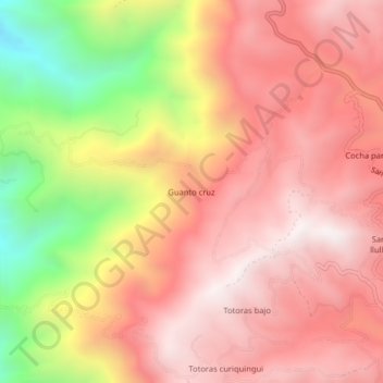 Mappa topografica Guanto cruz, altitudine, rilievo