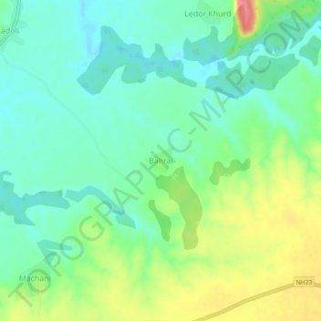 Mappa topografica Bahrai, altitudine, rilievo