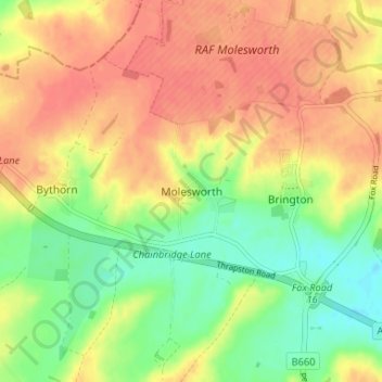 Mappa topografica Molesworth, altitudine, rilievo