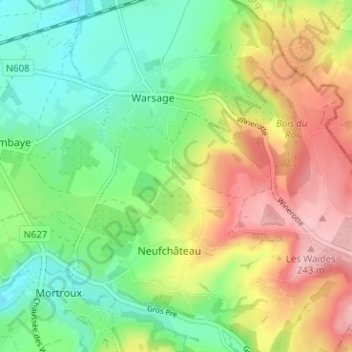 Mappa topografica Affnay, altitudine, rilievo