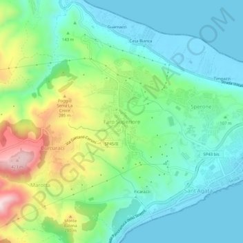 Mappa topografica Faro Superiore, altitudine, rilievo
