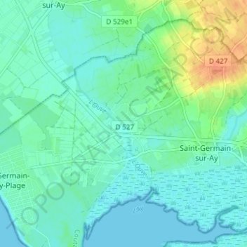 Mappa topografica Salnel, altitudine, rilievo
