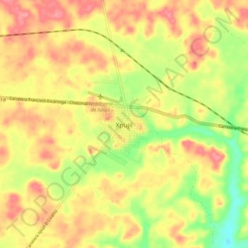 Mappa topografica Xpujil, altitudine, rilievo