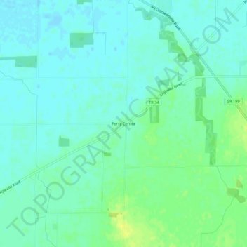 Mappa topografica Perry Center, altitudine, rilievo