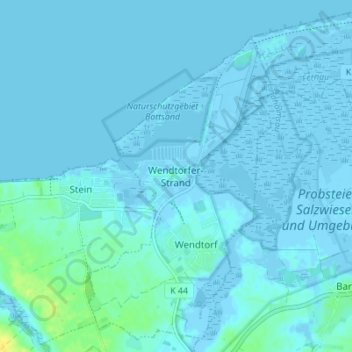 Mappa topografica Wendtorfer-Strand, altitudine, rilievo
