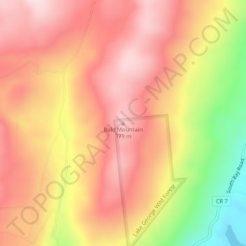 Mappa topografica Bald Mountain, altitudine, rilievo