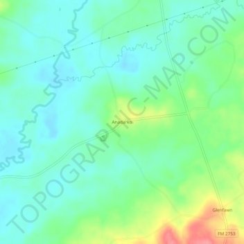 Mappa topografica Anadarko, altitudine, rilievo