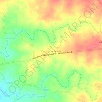 Mappa topografica Puravipalayam, altitudine, rilievo