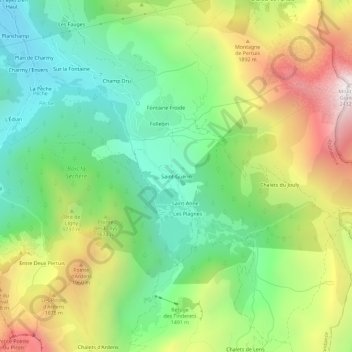 Mappa topografica Saint-Guérin, altitudine, rilievo
